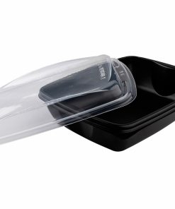 180 barquettes Deliveripack noires 950 ml avec couvercles transparents