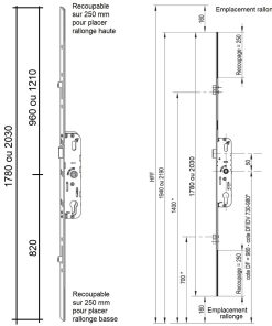 Serrure Ferco GU 6.35 2 galets ajustable haut et bas
